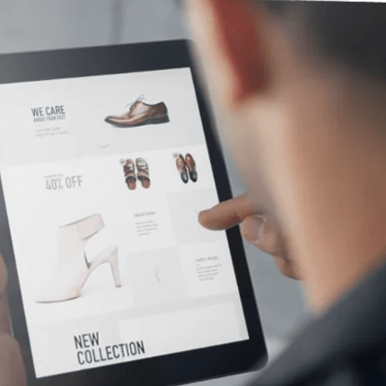 man shopping for shoes on his tablet