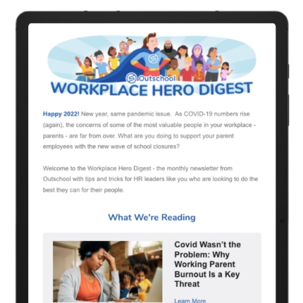 mockup of an Outschool weekly email digest template